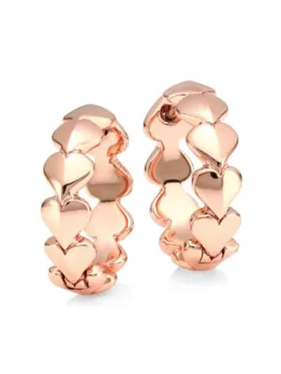 Kate Spade 12k Goldplated Heart Huggie Hoop Earrings In Rose Goldtone