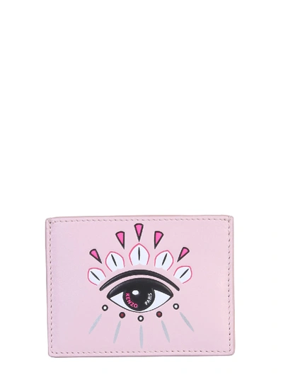 Kenzo Leather Card Holder In Rosa