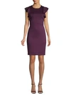 Tommy Hilfiger Ruffle Sheath Dress In Aubergine