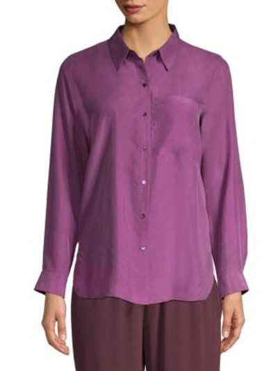 Eileen Fisher Classic-collar Silk Shirt In Currant