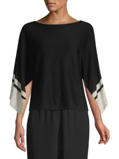 Eileen Fisher Colorblock Slit-sleeve Sweater In Black