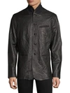 JOHN VARVATOS Crinkle Leather Blazer Jacket