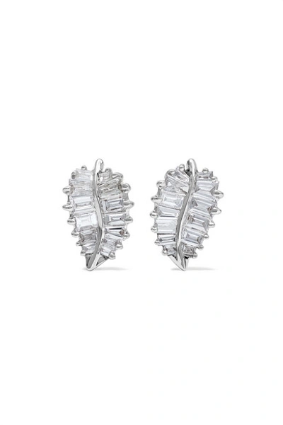 Anita Ko Palm Leaf Small 18-karat White Gold Diamond Earrings
