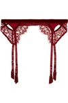 COCO DE MER EUGENIA CUTOUT LACE AND VELVET SUSPENDER BELT