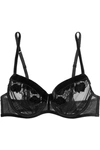 MAISON LEJABY DAHLIA STRETCH-TULLE, LACE AND VELVET UNDERWIRED BRA