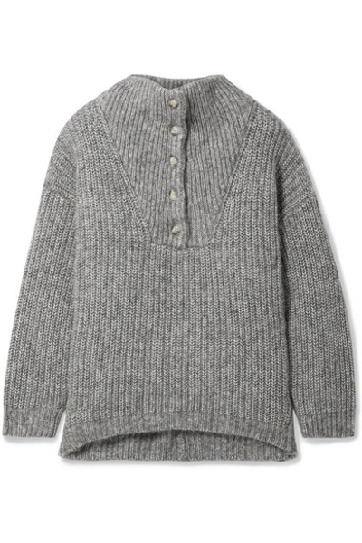 Hatch The Jo Ribbed Cotton And Alpaca-blend Sweater In Gray