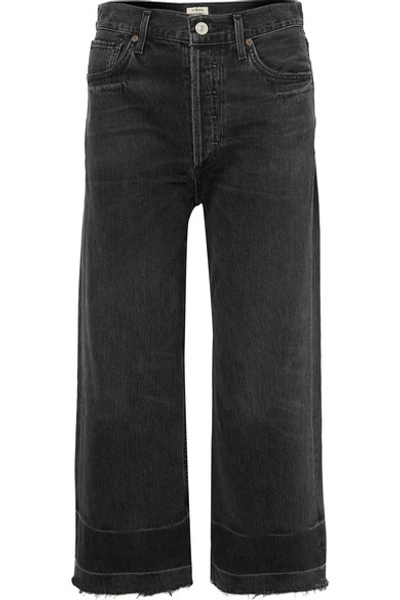 Citizens Of Humanity Sacha Frayed Cropped High-rise Wide-leg Jeans In Too Late