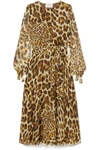 AROSS GIRL X SOLER AMANDA BELTED LEOPARD-PRINT SILK-GEORGETTE MIDI DRESS