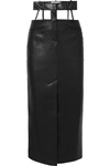 ALEKSANDRE AKHALKATSISHVILI CUTOUT FAUX LEATHER MIDI SKIRT