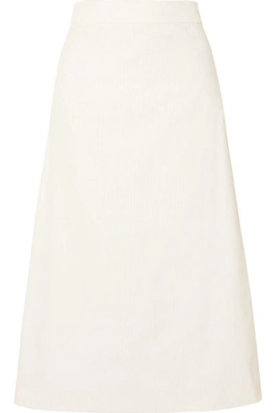 Aross Girl X Soler Alma Cotton-corduroy Midi Skirt In White