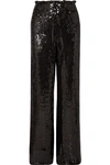 ALICE AND OLIVIA ELBA SEQUINED CREPE WIDE-LEG PANTS