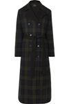 AKRIS ELEA CONVERTIBLE CHECKED WOOL AND QUILTED SILK DOWN COAT