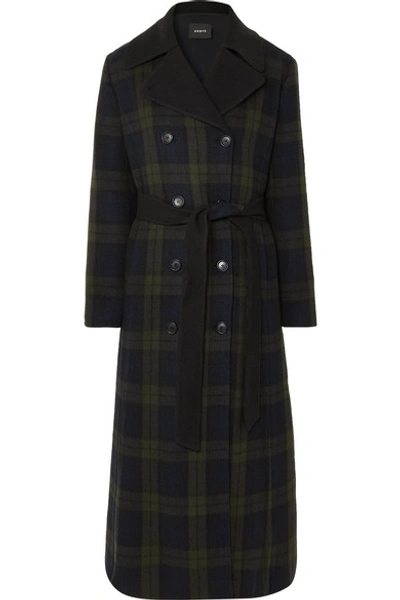 Akris Elea Convertible Checked Wool And Quilted Silk Down Coat In Green