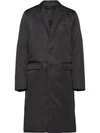 Prada Single-breasted Mid-length Coat In Black