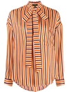 JEJIA STRIPED PUSSY-BOW BLOUSE