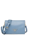 Prada Medium Triangle-patch Shoulder Bag In Blue