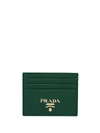 Prada Compact Logo Cardholder In Green