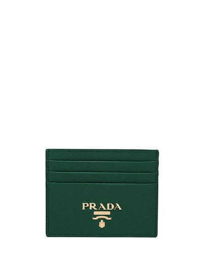 Prada Compact Logo Cardholder In Green