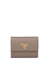 Prada Logo-plaque Folding Wallet In Grey