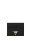 Prada Compact Front Logo Cardholder In Black