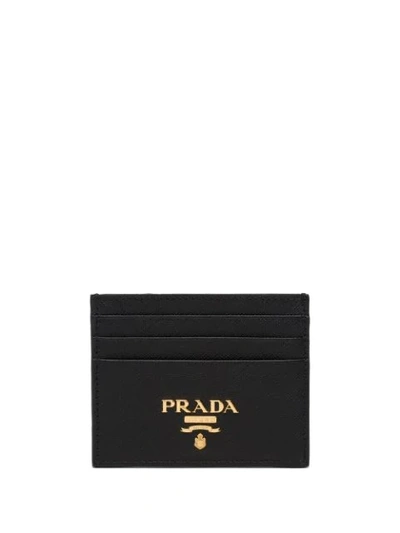 Prada Compact Front Logo Cardholder In Black