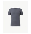 Allsaints Figure Crewneck Cotton-jersey T-shirt In Granite Blue