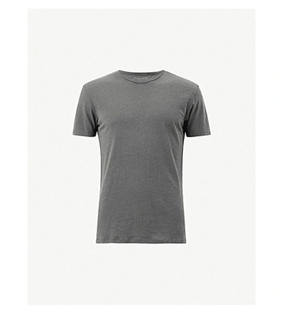 Allsaints Figure Crewneck Cotton-jersey T-shirt In Slate Grey