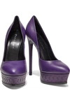 CASADEI CASADEI WOMAN LEATHER PLATFORM PUMPS PURPLE,3074457345621247671