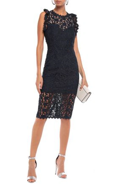 Halston Heritage Guipure Lace Dress In Navy
