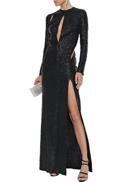 Tom Ford Cutout Sequined Silk Crepe De Chine Gown In Black
