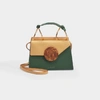 DANSE LENTE Phoebe Bis Handbag in Green and Pink Leather