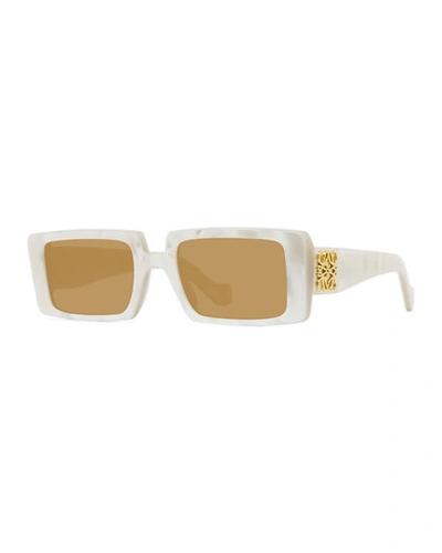 Loewe Anagram-logo Rectangular Acetate Sunglasses In White