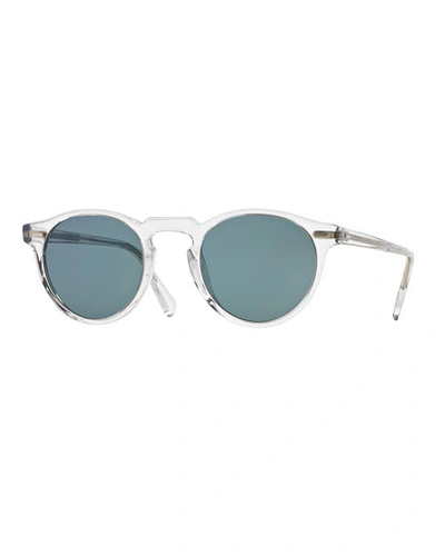 Oliver Peoples Gregory Peck Round Acetate Sunglasses In Crystal