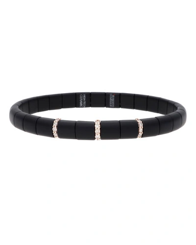 Roberto Demeglio Pura 18k Rose Gold Black Matte Ceramic With Champagne Diamonds Stretch Bracelet