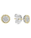 Lagos Sterling Silver And 18k Gold Caviar Stud Earrings With Diamonds In Diamond