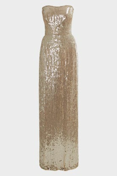 Jenny Packham Mirabelle Strapless Sequinned Gown, Uk10 In Gold