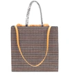 VICTORIA BECKHAM CHECKED LEATHER-TRIMMED TOTE,P00425573