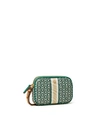 Tory Burch Gemini Link Canvas Wristlet In Malachite Gemini Link Stipple