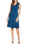 Anne Klein Croc Jacquard Fit & Flare Dress In Spruce