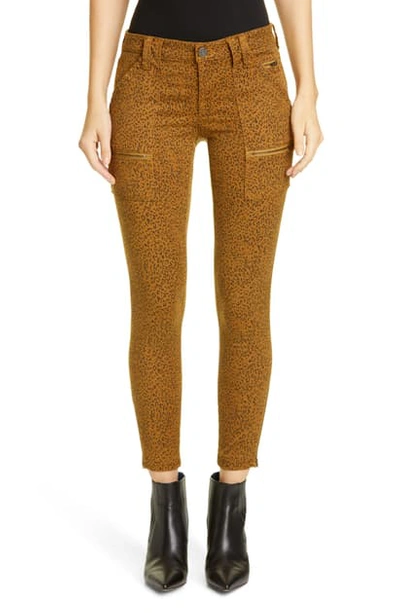 Joie Park Cropped Leopard-print Cotton-blend Twill Skinny Trousers In Fatigue