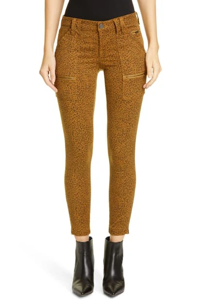 Joie Park Cropped Leopard-print Cotton-blend Twill Skinny Pants In Fatigue