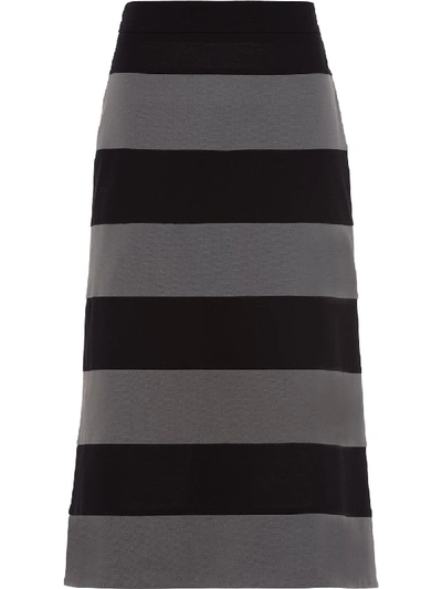 Prada Gestreifter Rock In Schwarz
