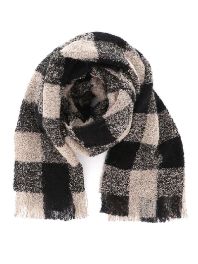 Woolrich Check Boucle Scarf In Black