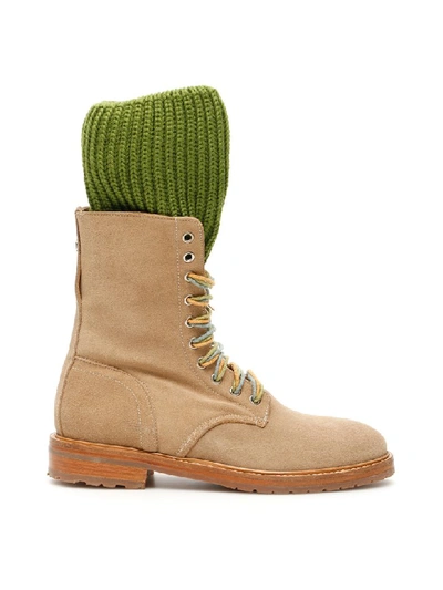 Dawni Sock Boots In Beige,green