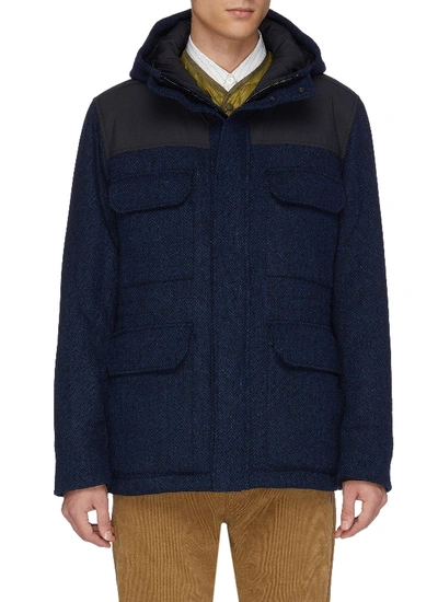 Norse Projects 'nunk' Thermore Ecodown Insulation Hooded Wool Harris Tweed Shirt Jacket