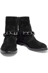 CASADEI CHAIN-EMBELLISHED SUEDE ANKLE BOOTS,3074457345621247659