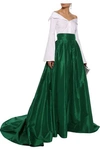 CAROLINA HERRERA FLARED PLEATED SILK-TAFFETA MAXI SKIRT,3074457345621171125