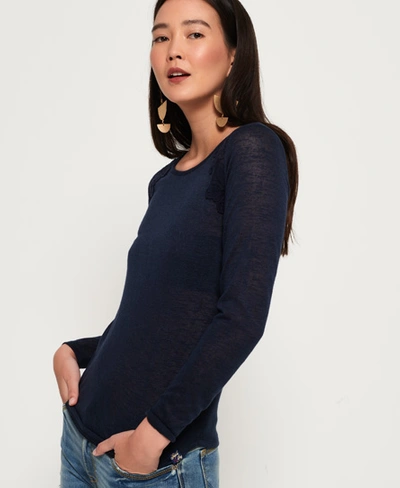 Superdry Seanna Lace Top In Navy