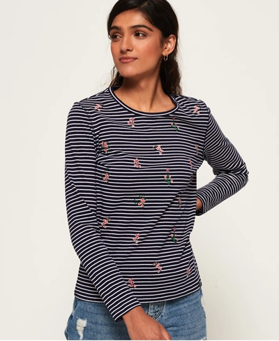 Superdry Fargo Embroidery Top In Navy