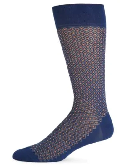 Marcoliani Basket Pinpoint Crew Socks In Royal Blue